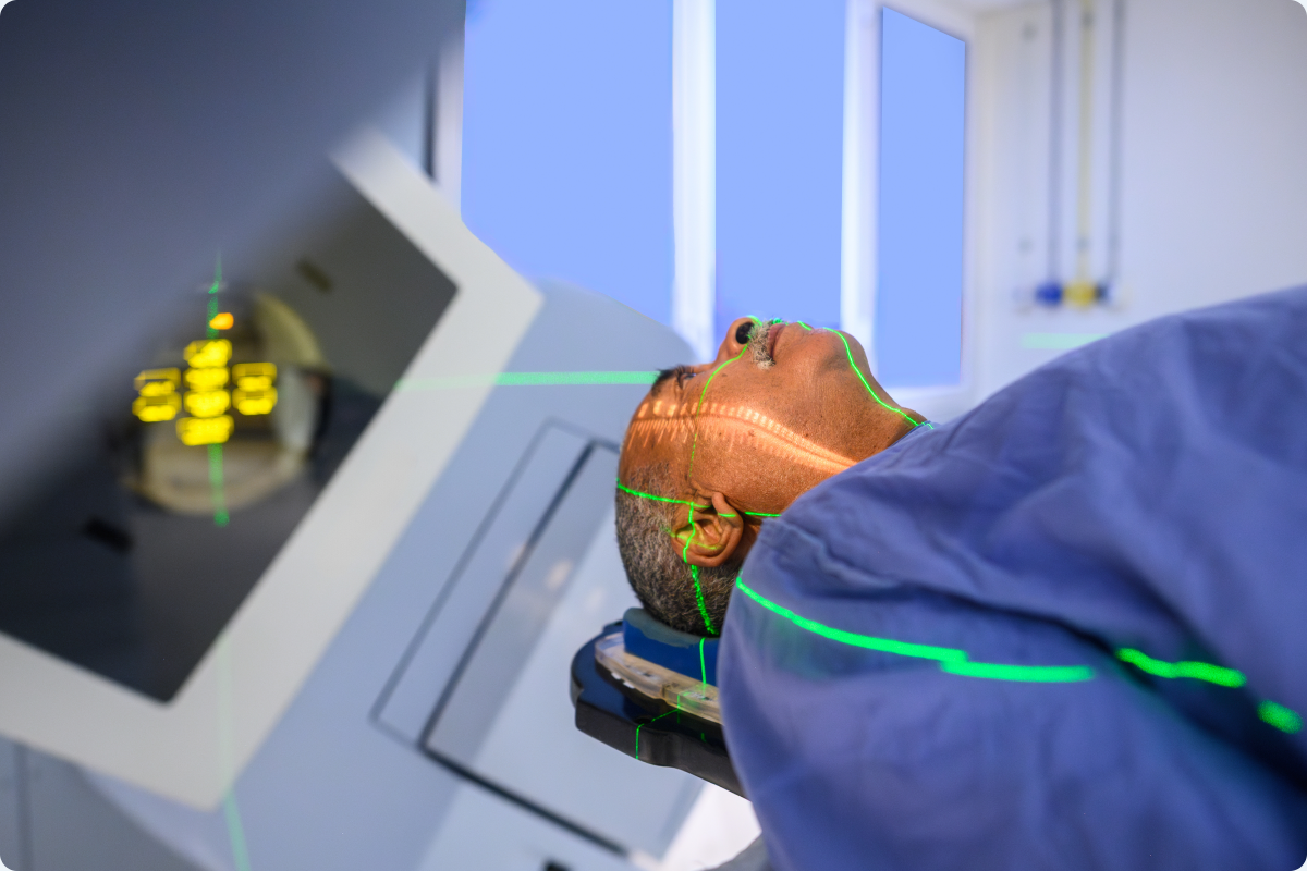 Patient receiving radiotherapy treatment